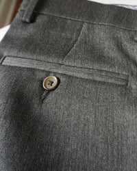 Super 100s Worsted Wool Gabardine Trouser in Medium Grey, Size 38 (Milan Double Reverse Pleat) by Berle