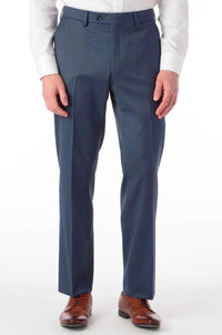 Super 130s Italian Luxury Ultimate Comfort Wool Tropical Flat Front Trouser in Blue Mix by 6 East by Ballin
