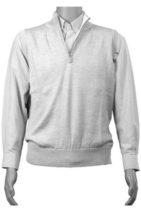 Royal Alpaca Half-Zip Mock Neck Sweater Vest in Light Grey Heather by Peru Unlimited
