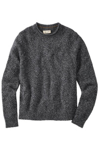 Extra Fine Merino Wool Raw Crew Neck Mouline Sweater in Charcoal by Borgo28