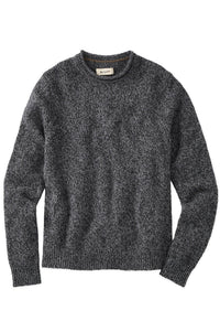 Extra Fine Merino Wool Raw Crew Neck Mouline Sweater in Charcoal by Borgo28