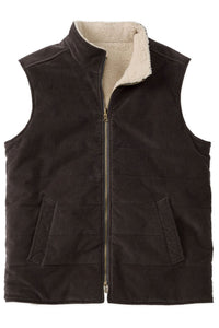 Corduroy and Fleece Reversible Vest in Charcoal/Oatmeal by Borgo28