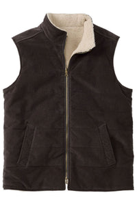 Corduroy and Fleece Reversible Vest in Charcoal/Oatmeal by Borgo28