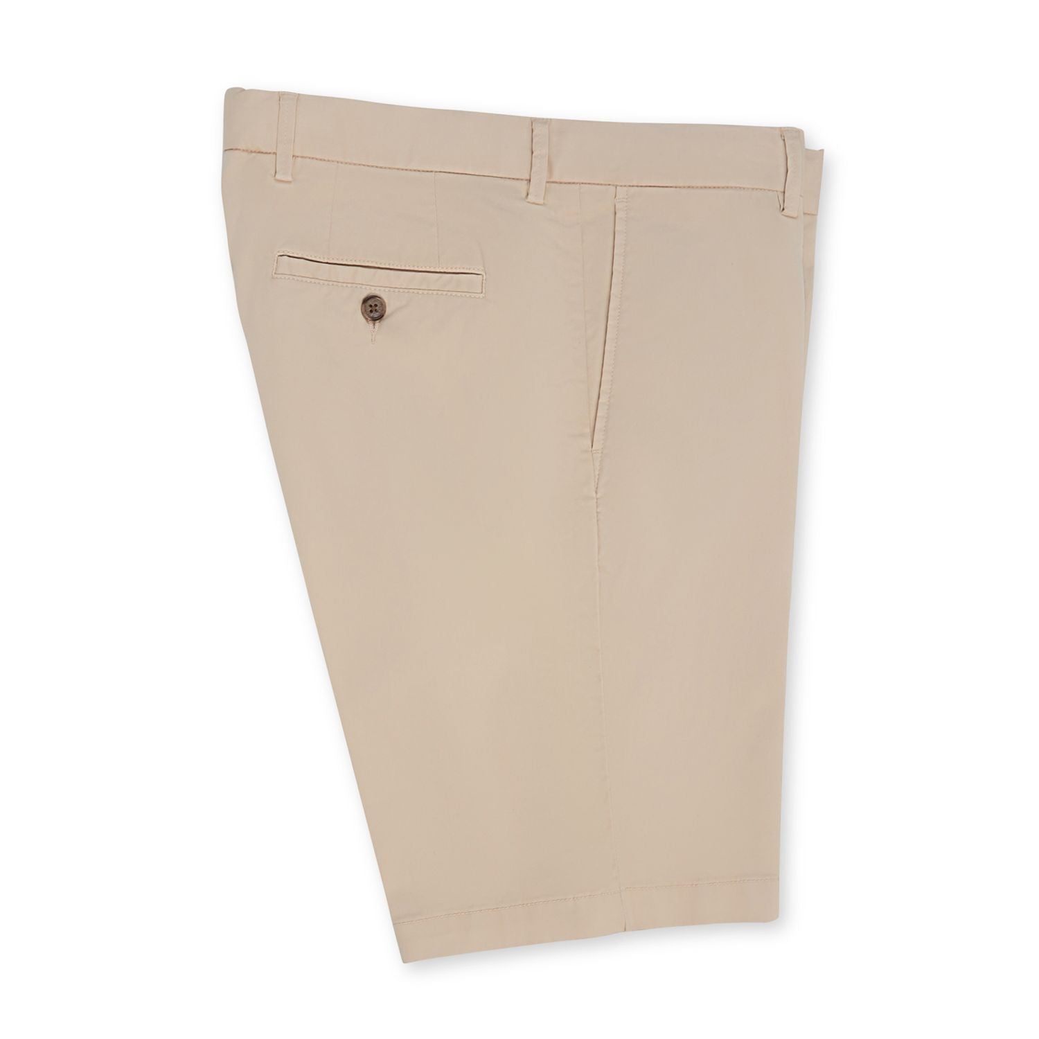 Linen and Cotton Stretch Casual Shorts in Khaki by Scott Barber