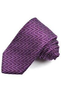 Black, Purple, Lavender, and Lilac Missoni Chevron Woven Silk Jacquard Tie by Dion Neckwear