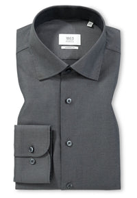 'Royal Twill' In Black - Modern Fit - Two Ply Cotton Twill Dress Shirt with Kent Collar by Eterna 1863
