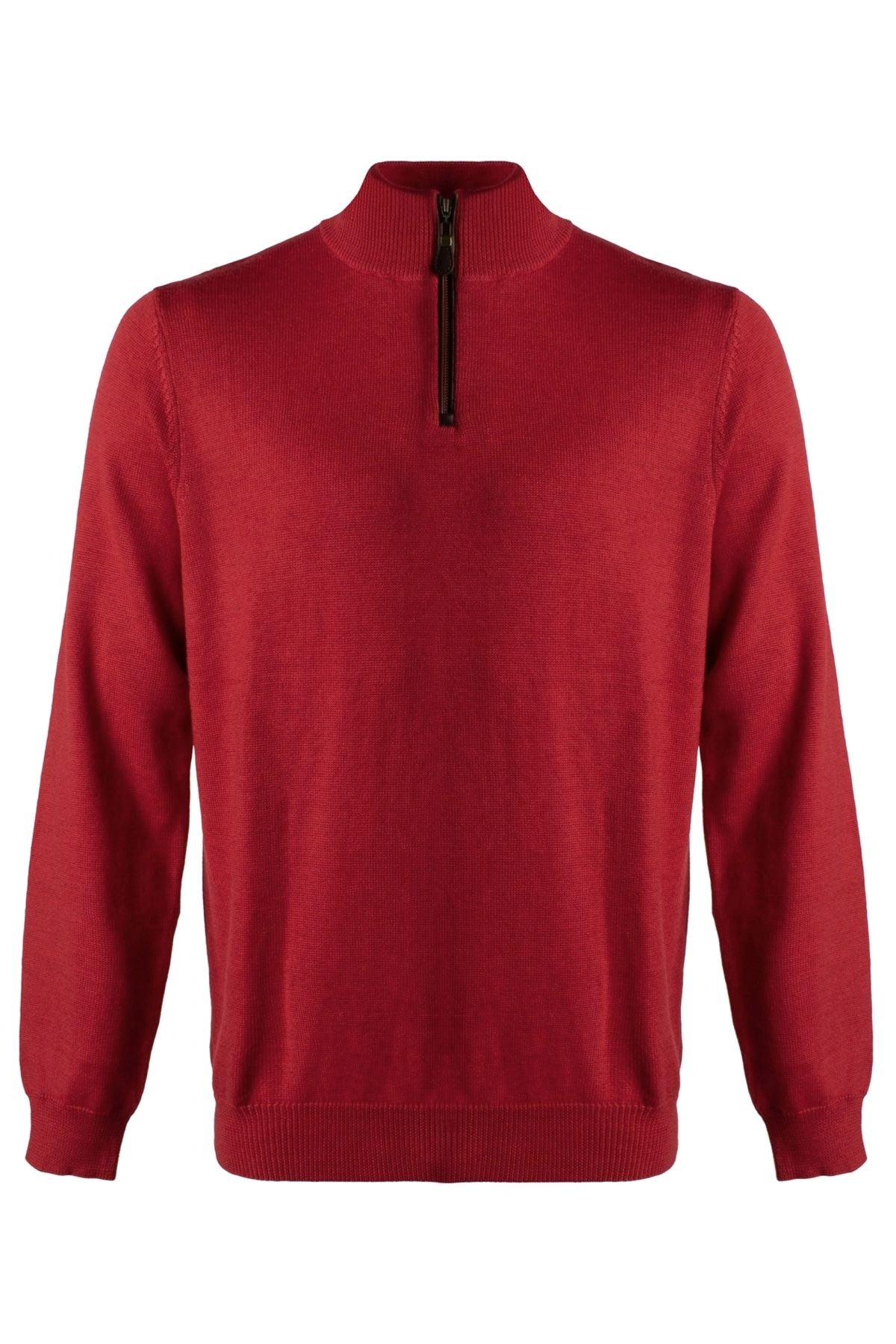 Extra Fine 'Zegna Baruffa' Merino Wool Quarter-Zip Sweater in Admiral Red by Viyella