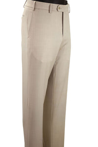 Super 130s Italian Solaro Herringbone Wool Flat Front Trouser in Stone (Houston Modern Fit) by 6 East by Ballin