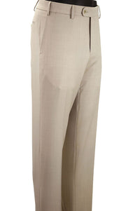 Super 130s Italian Solaro Herringbone Wool Flat Front Trouser in Stone (Houston Modern Fit) by 6 East by Ballin