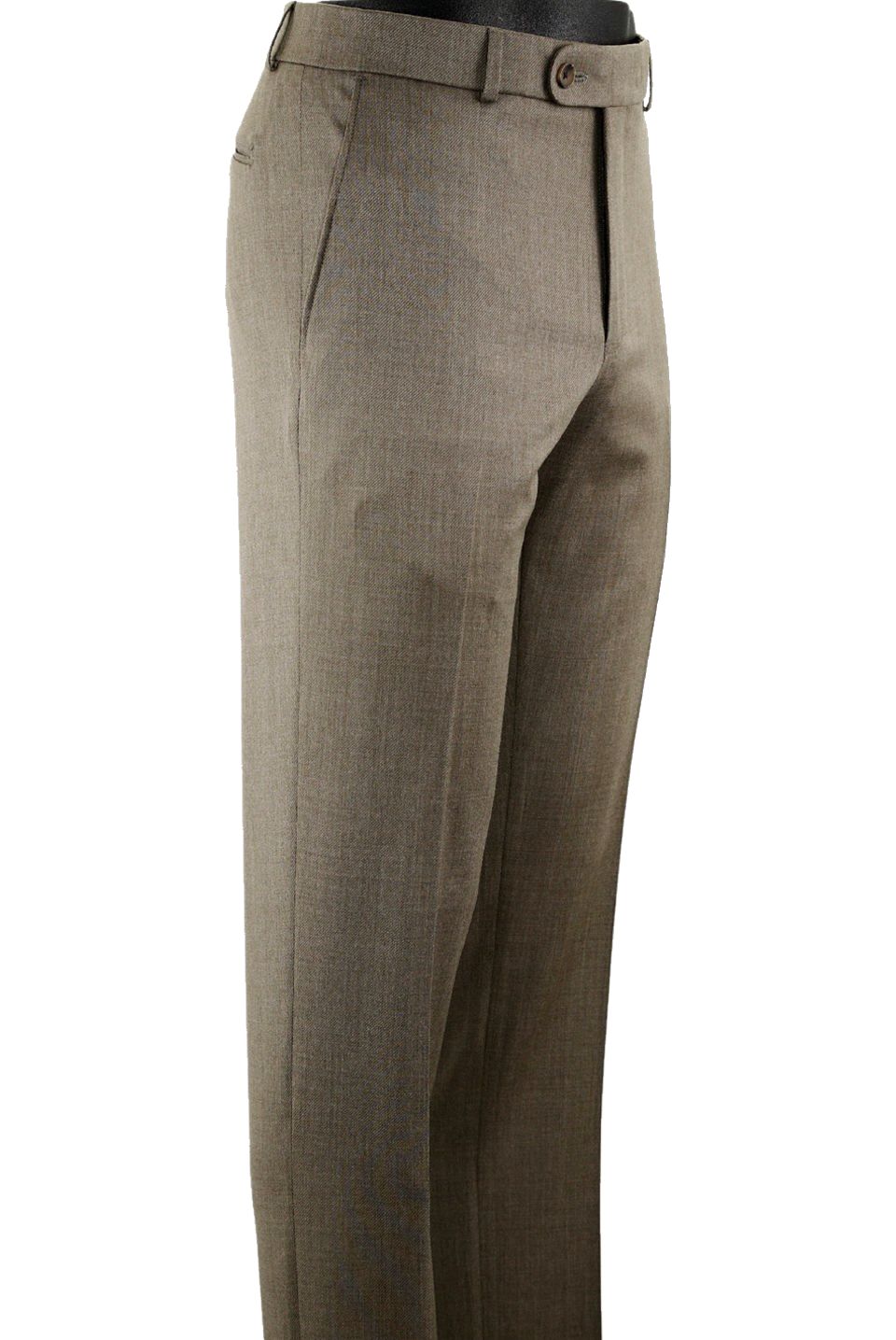 Super 110s Lightweight Heather Twill Comfort-EZE Wool Trouser in Tan (Flat Front Models) by Ballin