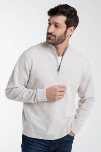1/4 Zip Mock Neck Merino Wool Pullover Sweater (Choice of Colors) by Alashan Cashmere