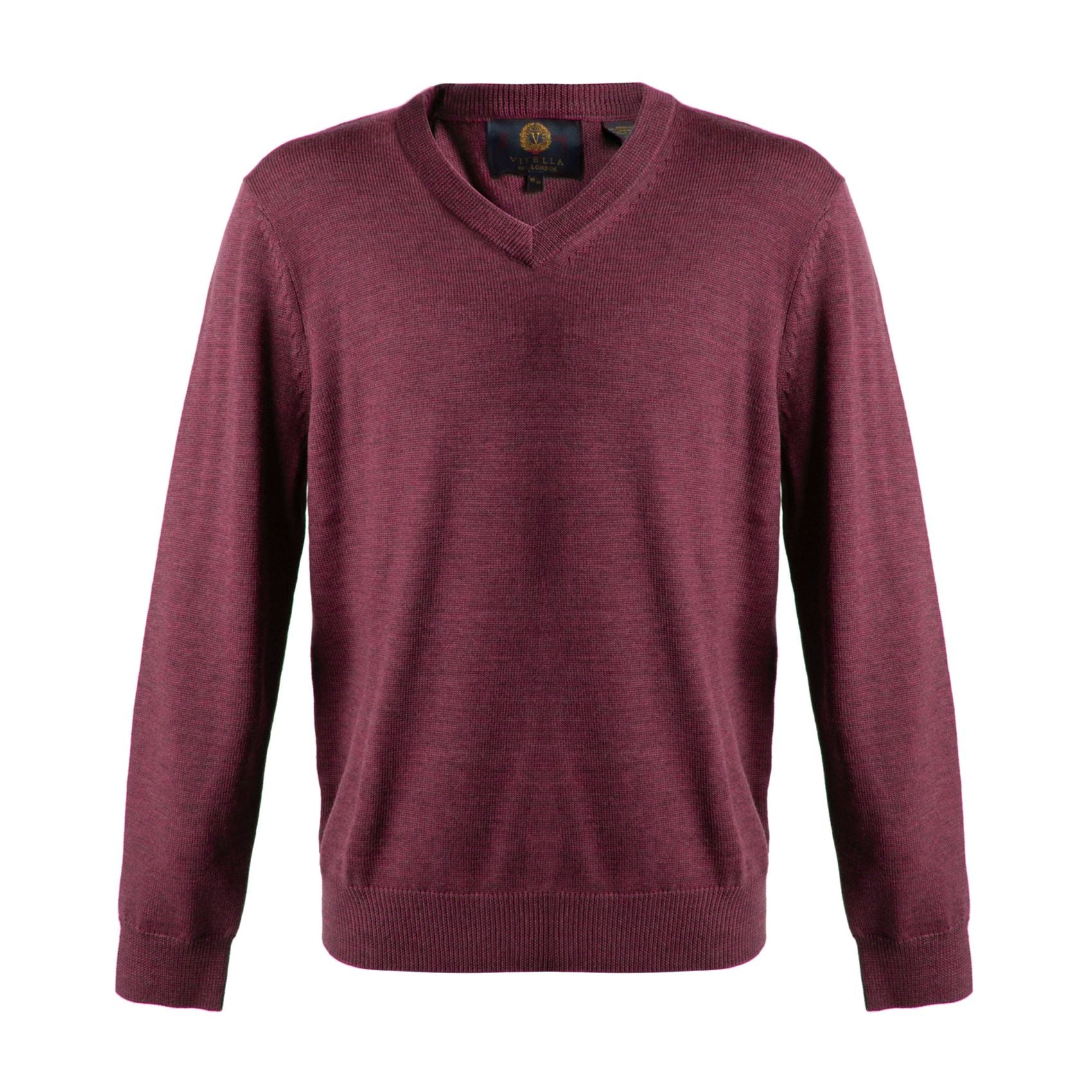 Extra Fine 'Zegna Baruffa' Merino Wool V-Neck Sweater in Ruby Wine (Size Medium) by Viyella