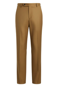 Devon Flat Front Super 110s Wool Serge Trouser in Khaki (Modern Full Fit) by Zanella