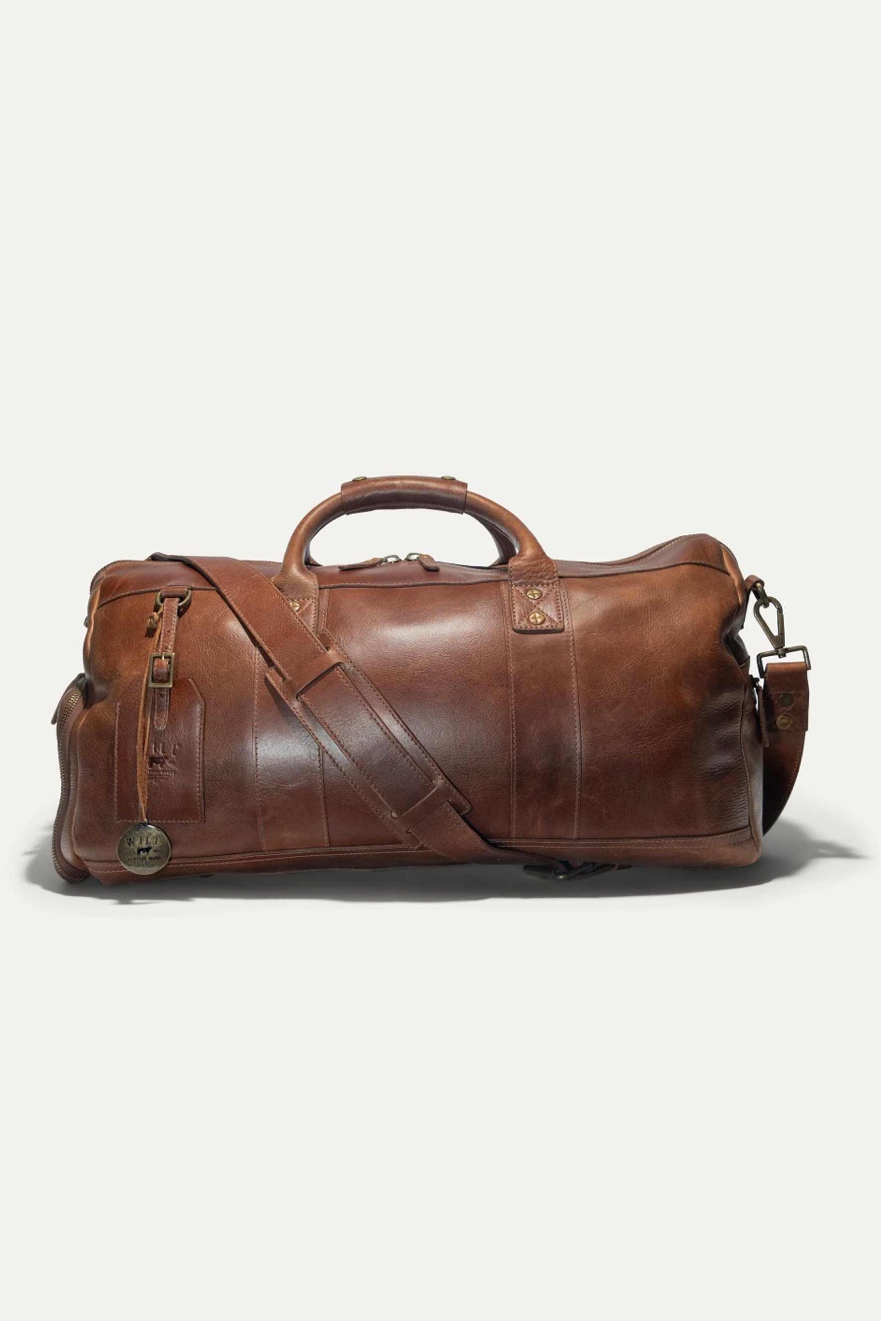 Atticus Leather Shoe Duffle in Cognac by Will Leather Goods
