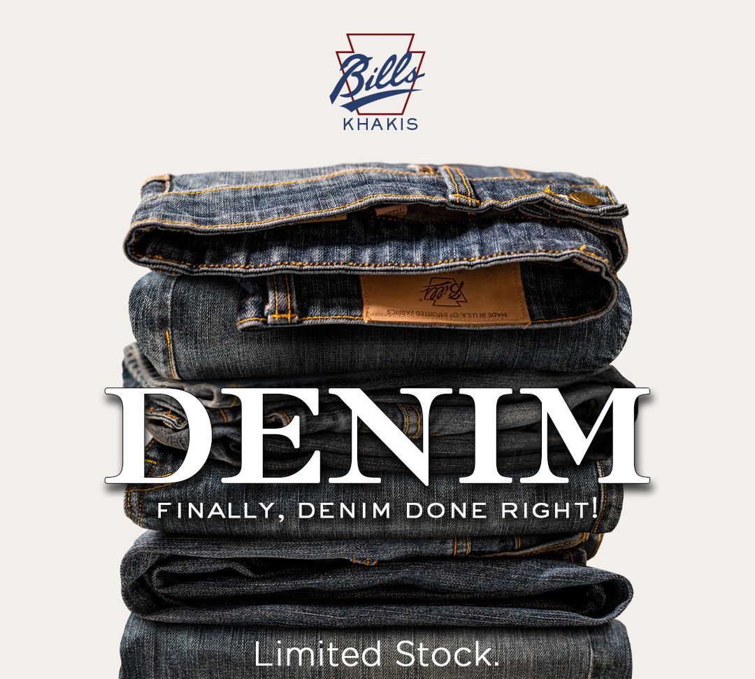 5 Pocket Classic Fit Denim Jean in Medium Indigo Wash by Bills Khakis