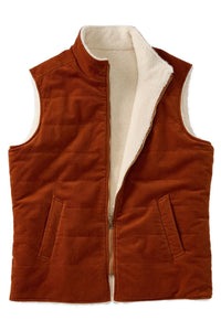 Corduroy and Fleece Reversible Vest in Rust/Oatmeal by Borgo28