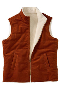 Corduroy and Fleece Reversible Vest in Rust/Oatmeal by Borgo28