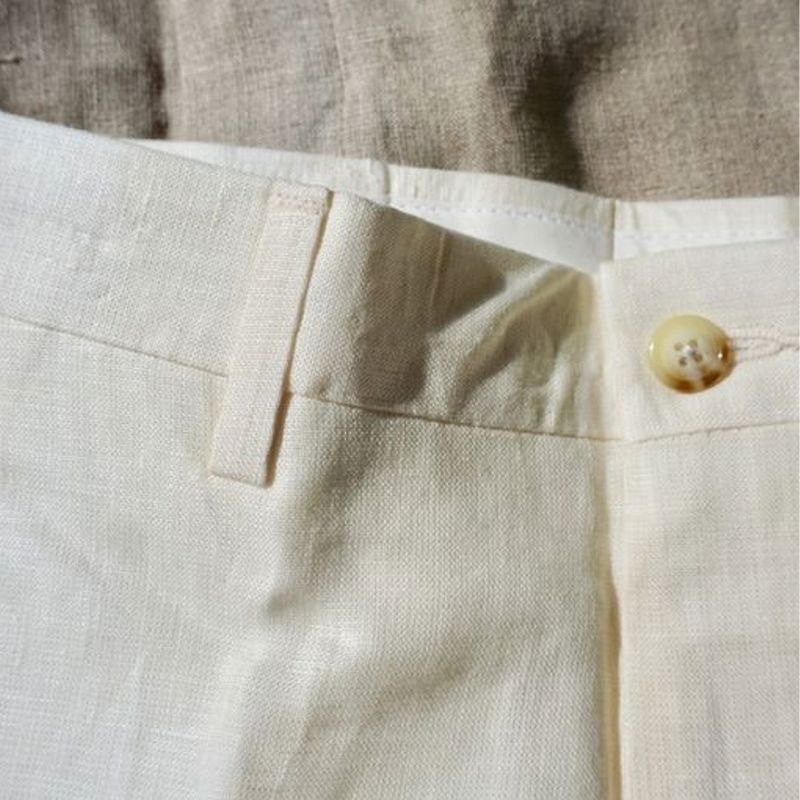 Classic Linen Pant in Cream (Hampton Plain Front) by Berle