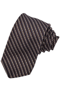 Mocha, Navy, and Tan Fine Line Bar Stripe Italian Garza Grossa Grenadine Silk Tie by Dion Neckwear