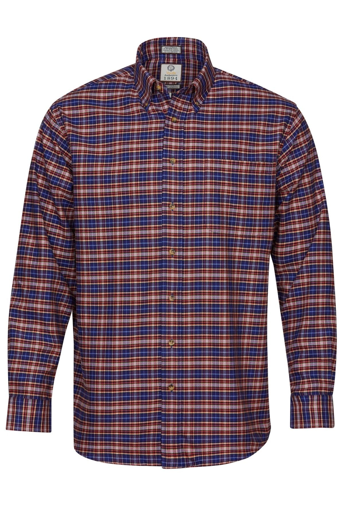 Navy, Spice, and Gold Multi Plaid Cotton and Cashmere Blend '1894 Auth Navy, Spice, and Gold Multi Plaid Cotton and Cashmere Blend '1894 Auth