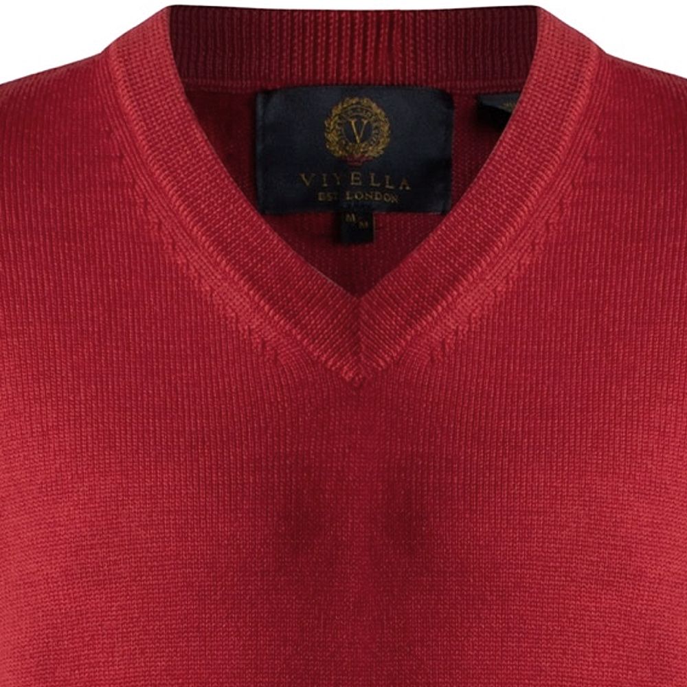 Extra Fine 'Zegna Baruffa' Merino Wool V-Neck Sweater in Admiral Red by Viyella