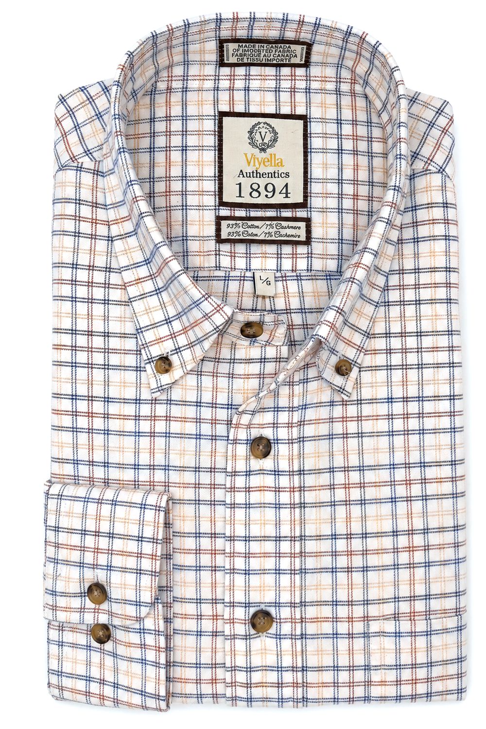 Brights Multi Plaid Cotton and Cashmere Blend '1894 Authentics' Button-Down Shirt by Viyella