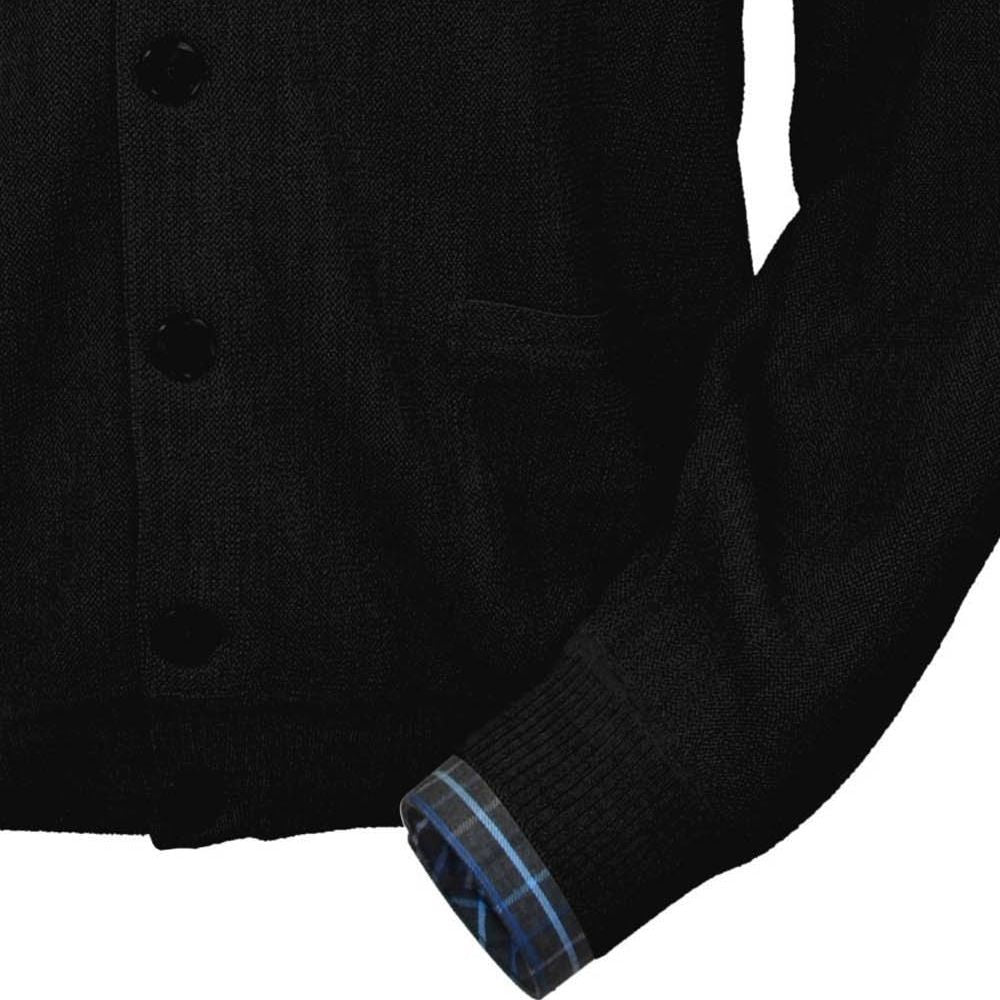 Baby Alpaca 'Links Stitch' V-Neck Cardigan Sweater in Black by Peru Unlimited