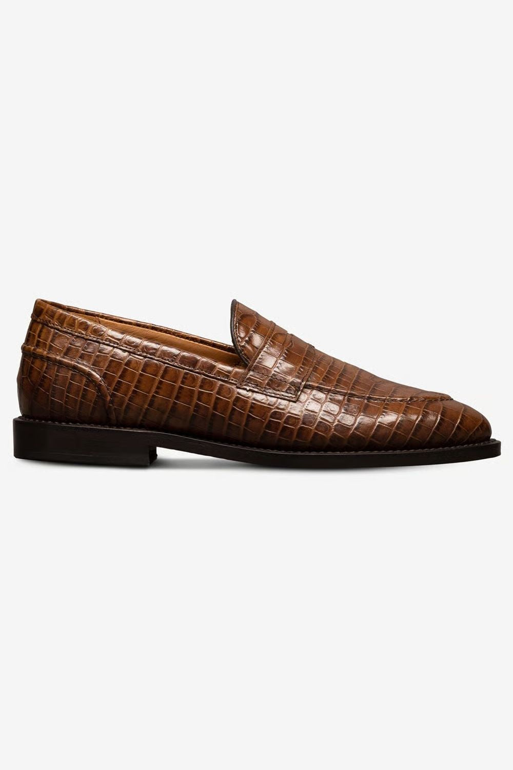 Randolph 2.0 Penny Loafer in Chili Embossed Croco Leather by Allen Edmonds