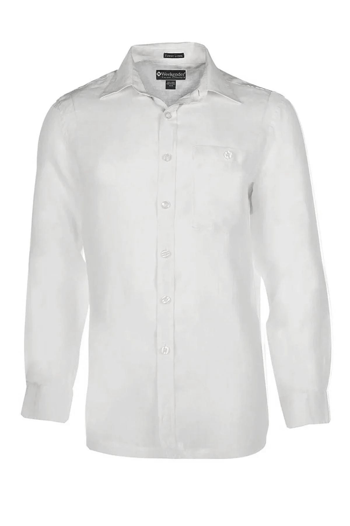Pure Linen Long Sleeve Shirt in White by Weekender