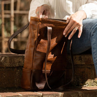 Petty Bottle Tote in Titan Milled Honey by Moore & Giles
