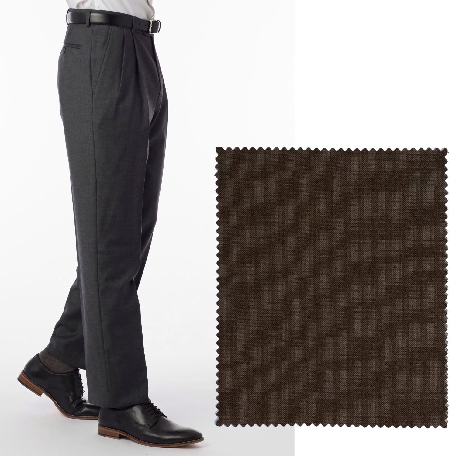 Sharkskin Super 120s Worsted Wool Comfort-EZE Trouser in Chestnut (Manchester Pleated Model) by Ballin
