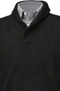 Royal Alpaca 2-Button Shawl Collar Sweater in Charcoal Heather by Peru Unlimited