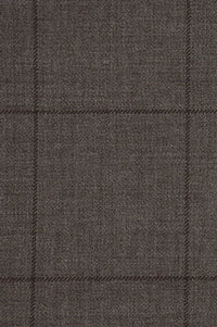 Super 110s Tonal Windowpane Flat Front Wool Trouser in Dark Taupe (Soho Modern Fit) by Ballin