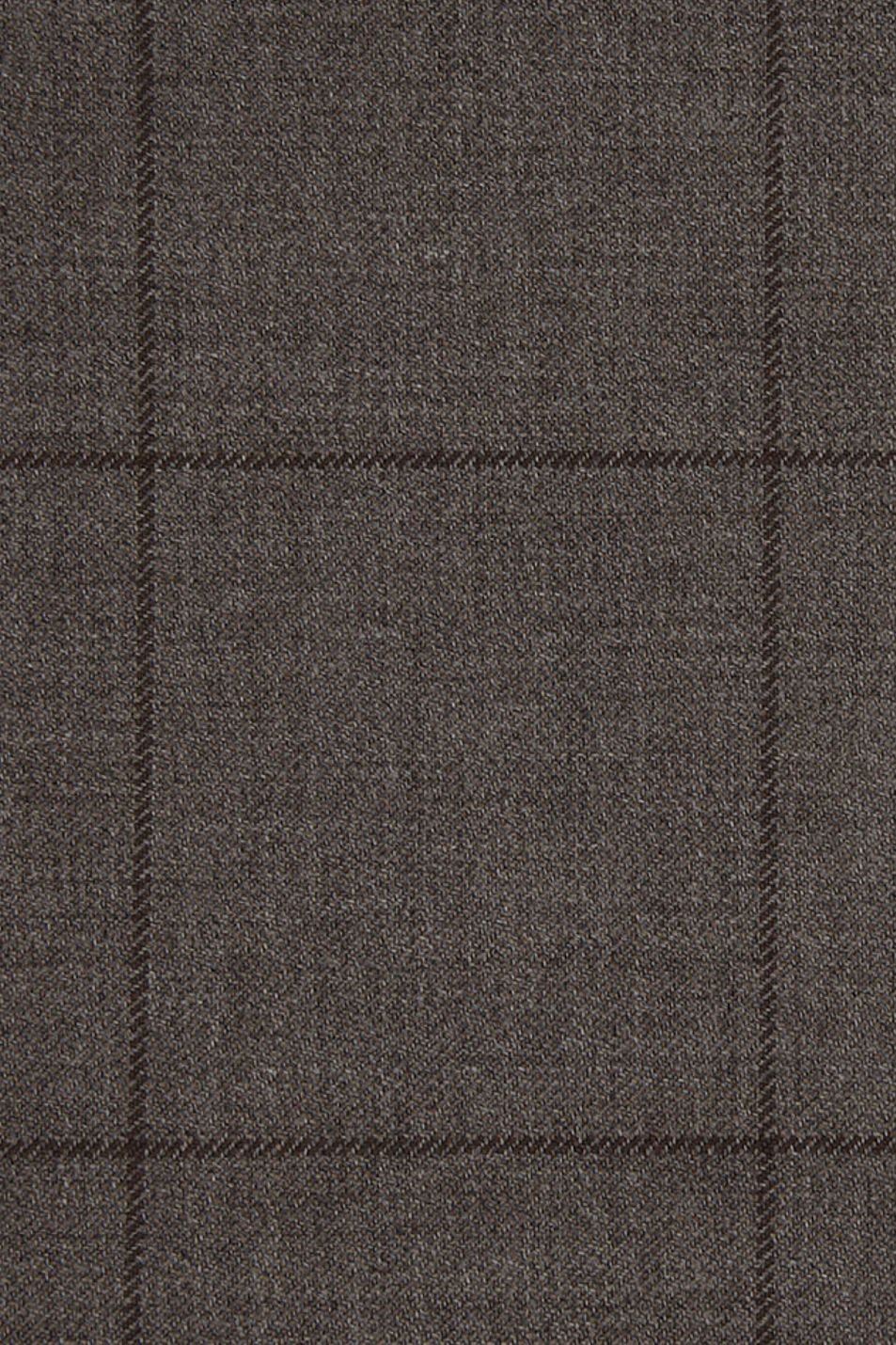 Super 110s Tonal Windowpane Flat Front Wool Trouser in Dark Taupe (Soho Modern Fit) by Ballin