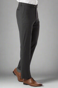 Super 130s Italian Luxury Ultimate Comfort Wool Tropical Flat Front Trouser in Charcoal by 6 East by Ballin