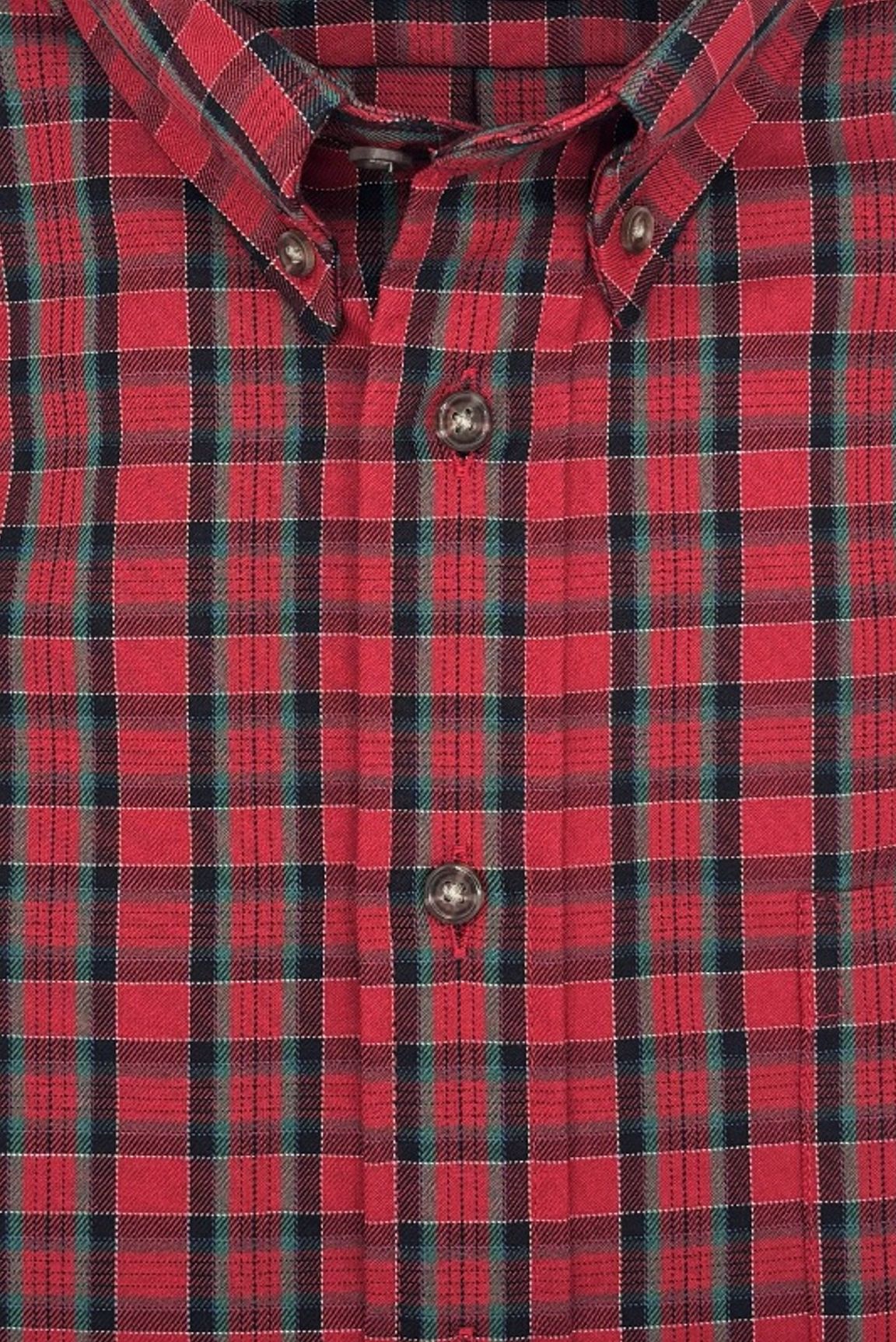 Red, Black, and Green Plaid Cotton and Wool Blend Button-Down Shirt by Viyella