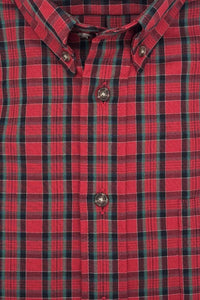 Red, Black, and Green Plaid Cotton and Wool Blend Button-Down Shirt by Viyella