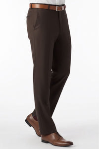 Super 120s Luxury Wool Serge Comfort-EZE Trouser in Brown Mix (Flat Front Models) by Ballin