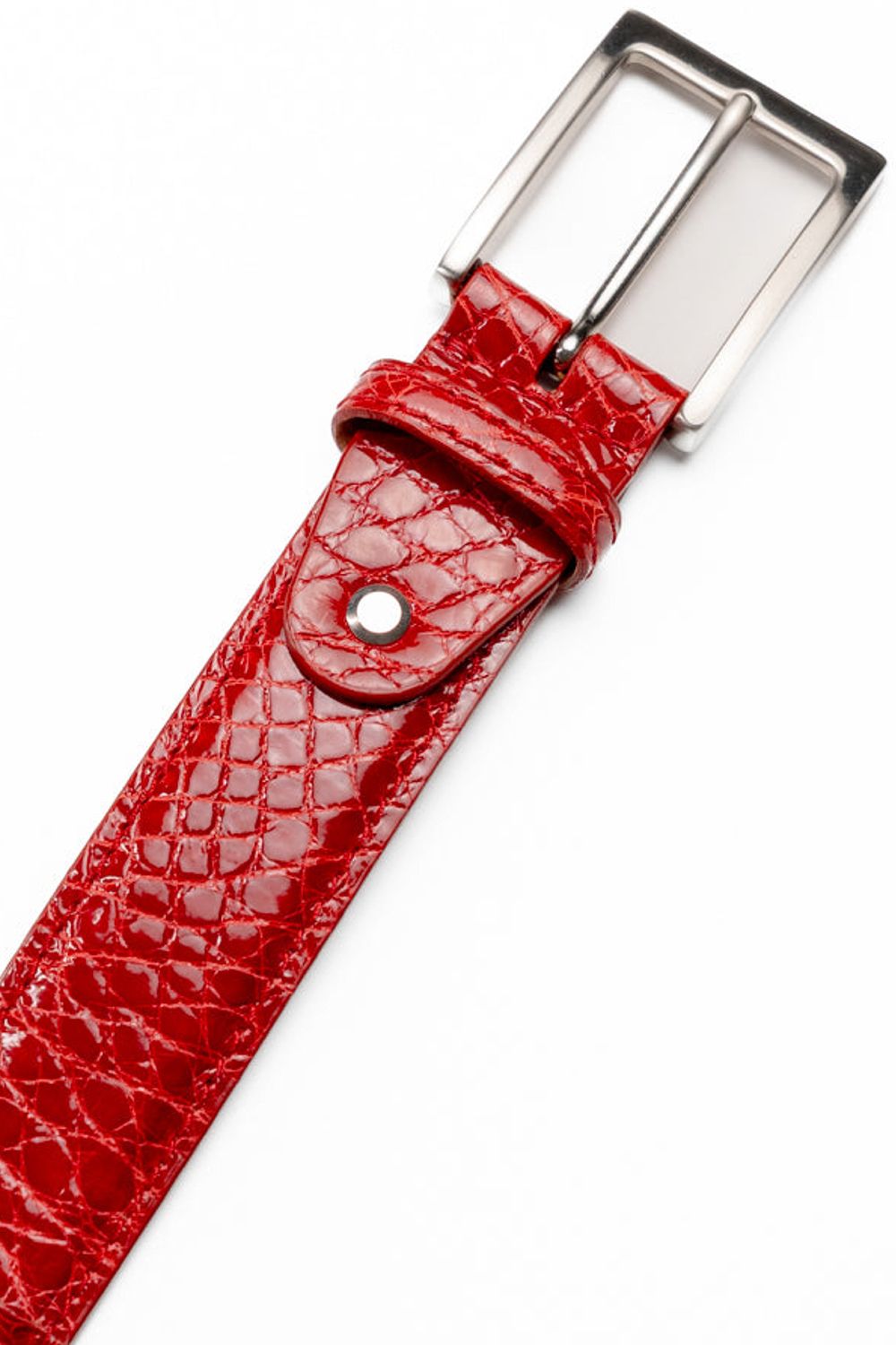 High Shine Alligator Belt in Red by Zelli Italia