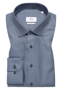 'Royal Twill' In Dark Blue - Slim Fit - Two Ply Cotton Twill Dress Shirt with Kent Collar by Eterna 1863