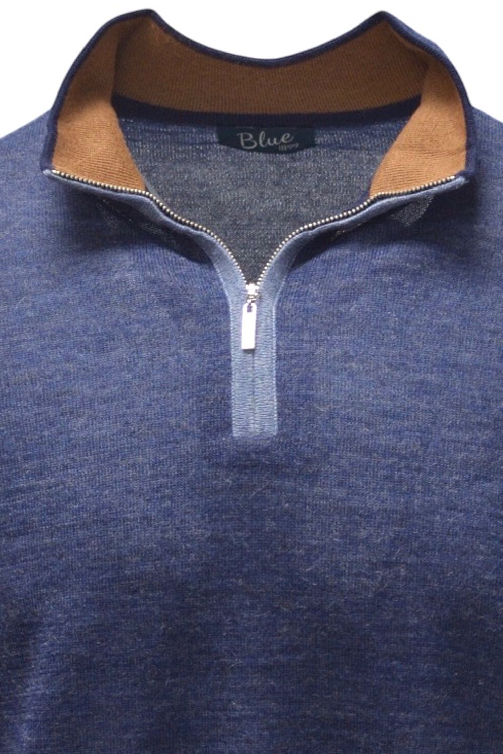 Baby Alpaca Mélange Quarter-Zip Sweater in Indigo by Blue 1899
