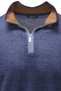 Baby Alpaca Mélange Quarter-Zip Sweater in Indigo by Blue 1899