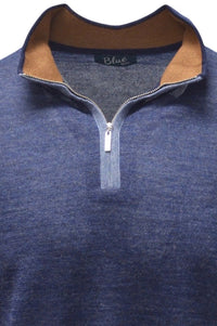 Baby Alpaca Mélange Quarter-Zip Sweater in Indigo by Blue 1899