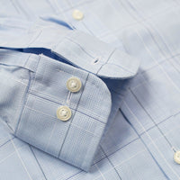 Blue Box Check Wrinkle-Free Cotton Dress Shirt with Button-Down Collar by Cooper & Stewart