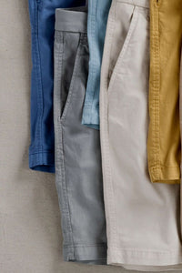 Broken Twill Stretch Cotton Shorts in Shark (College Modern Fit - 8" Inseam) by Ballin