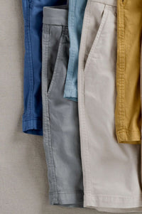 Broken Twill Stretch Cotton Shorts in Shark (College Modern Fit - 8" Inseam) by Ballin
