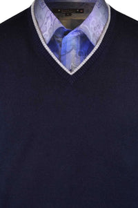 Royal Alpaca V-Neck Sweater in Navy by Peru Unlimited