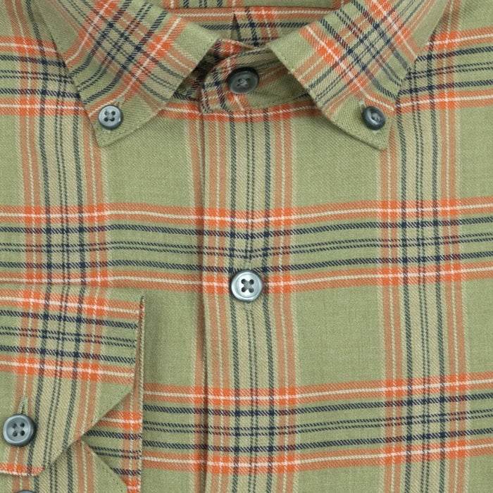 Lightweight Flannel Sport Shirt in Sage and Spice by Scott Barber