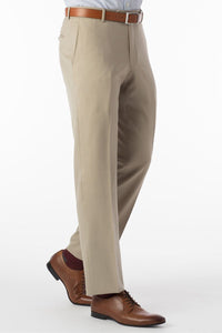 Super 120s Wool Gabardine Comfort-EZE Trouser in Stone (Flat Front Models) by Ballin
