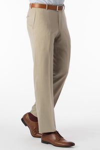 Super 120s Wool Gabardine Comfort-EZE Trouser in Stone (Flat Front Models) by Ballin